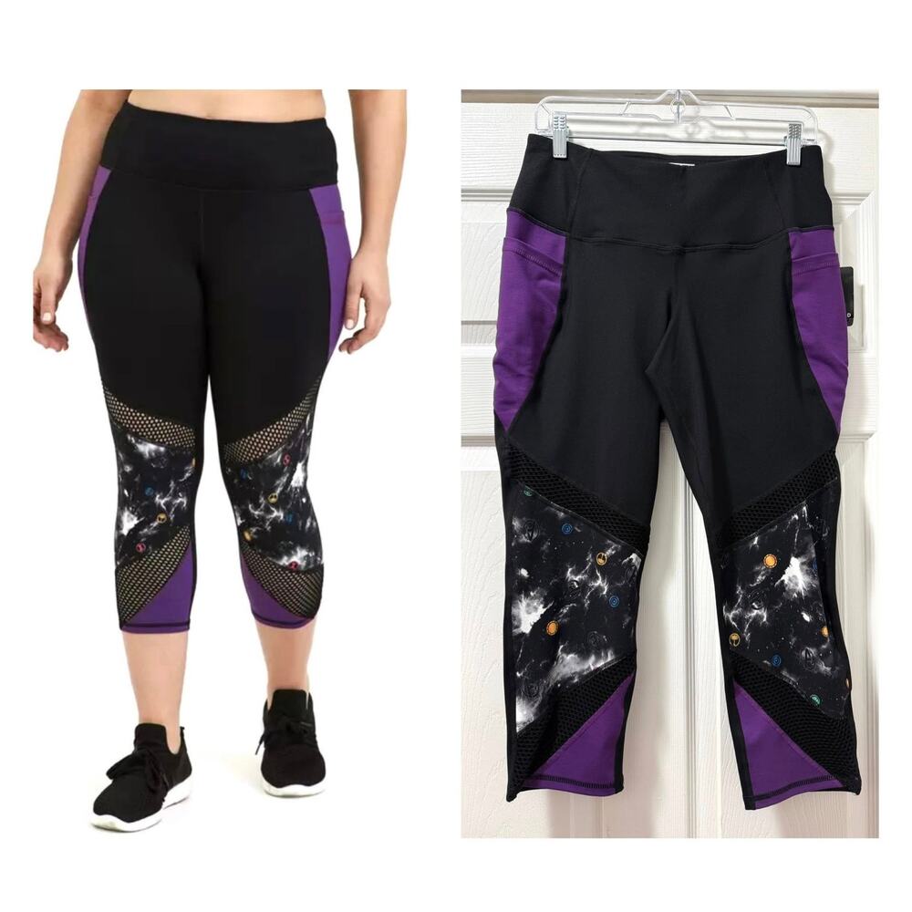Torrid 0 (0X size 12) Marvel Comics Avengers Mesh Active Crop Leggings w/Pockets